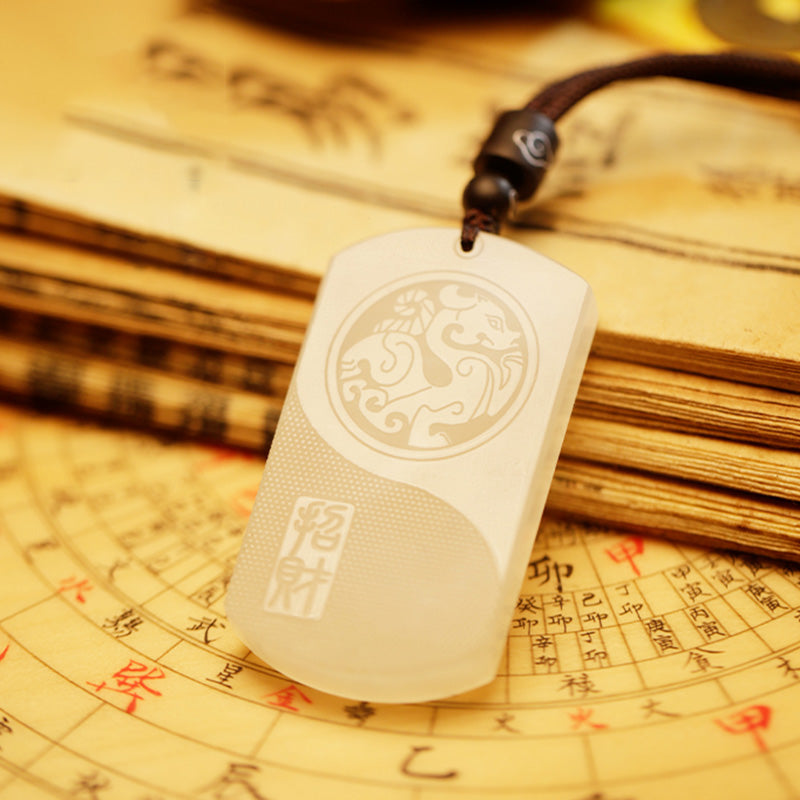 White Jade PiXiu Yin Yang Necklace