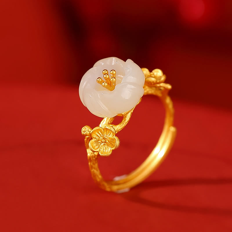 Hetian Jade Plum Blossom Luck Necklace Set